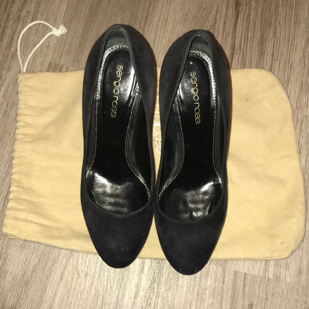 SERGIO ROSSI PLATFORM SUEDE PUMPS